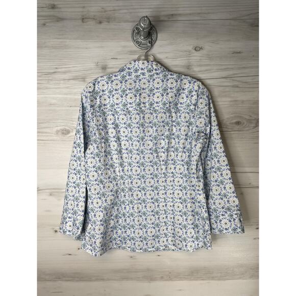 Croft & Barrow Shirt Womens Small Blue White Floral Button Front Long Sleeve - Picture 10 of 10